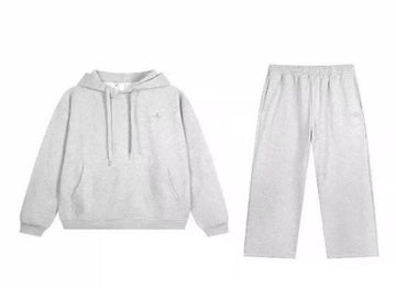 ALO Light Gray Hooded Straight-Leg Suit