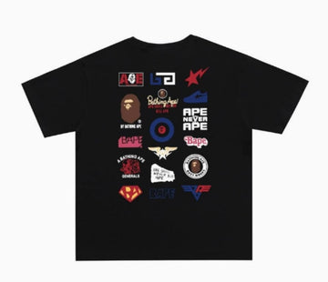 Black BAPE Multi-Logo Print T-Shirt