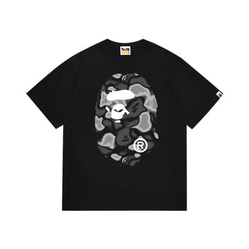 Black BAPE T-Shirt with Grey Camo Ape Head Print