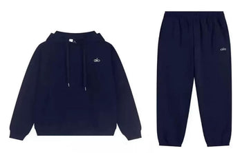 ALO Navy Blue Hooded Jogger Suit