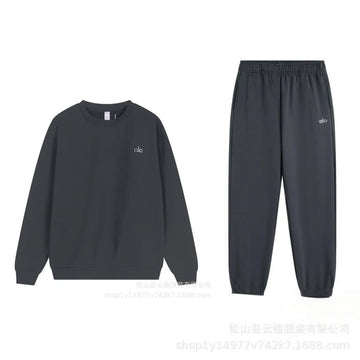 ALO Dark Gray Crew Neck Jogger Suit