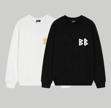 Balenciaga Crew Neck Sweatshirt with Double B Logo Print (Front and Back)