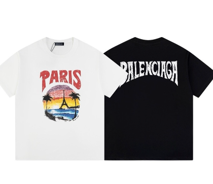Balenciaga Sunset Iron Print Short-Sleeve