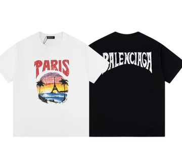 Balenciaga Sunset Iron Print Short-Sleeve