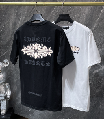 Chrome Hearts Gothic Font Floral Cross Tee