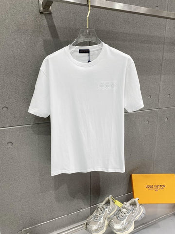 Louis Vuitton pure cotton latest fabric (highest version) with logo pattern, fashionable and simple trendy short-sleeved shirt
