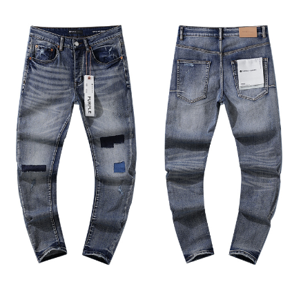 Light Blue Washed Slim Denim Jeans with Patchwork Details