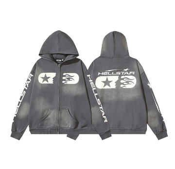 Hellstar Distressed Terry Cloth High Street Hooded Sweatshirt Jacket