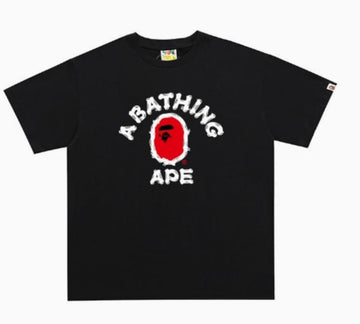 Black BAPE "A BATHING APE" Brushstroke College Logo T-Shirt