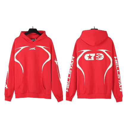 Hellstar Casual Terry Cloth High Street Retro Hooded Sweatshirt