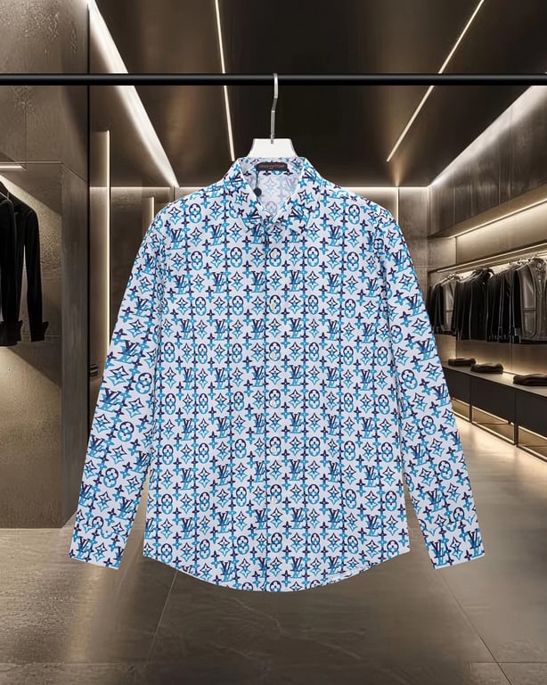 Louis Vuitton Monogram logo overlay long-sleeved shirt