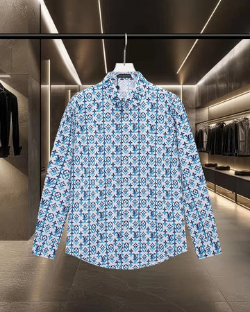 Louis Vuitton Monogram logo overlay long-sleeved shirt