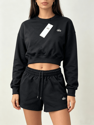 Women's ALO Short Crew Neck Suit (Black)