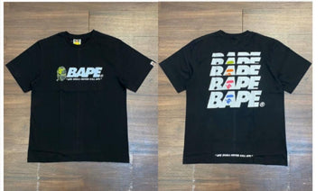 Black BAPE Stacked "BAPE" Text T-Shirt (Front & Back)