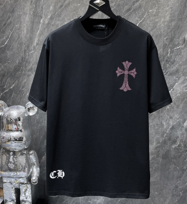 Chrome Hearts Purple Rhinestone Cross Tee