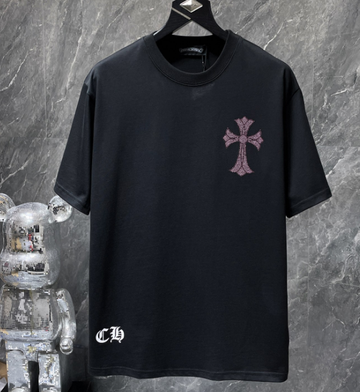 Chrome Hearts Purple Rhinestone Cross Tee