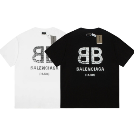 Balenciaga double B ripped print short-sleeved shirt