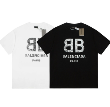 Balenciaga double B ripped print short-sleeved shirt