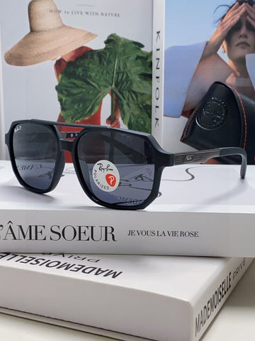 Ray-Ban RB4228 Square Sunglasses (Black with Silver Accent)