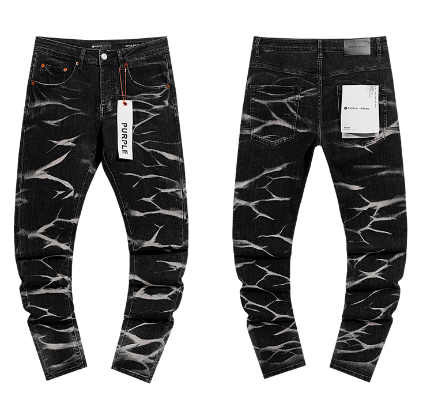 Black Washed Slim Denim Jeans with Crackle Print Pattern
