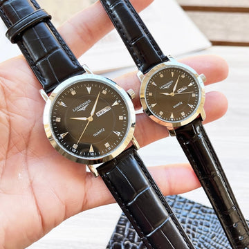 Longines Couple Watches, Original Imported Quartz Movement, Mineral Glass Crystal, 316L Stainless Steel Case, Men's Diameter 40mm, Women's Diameter 30mm, Thickness 8mm