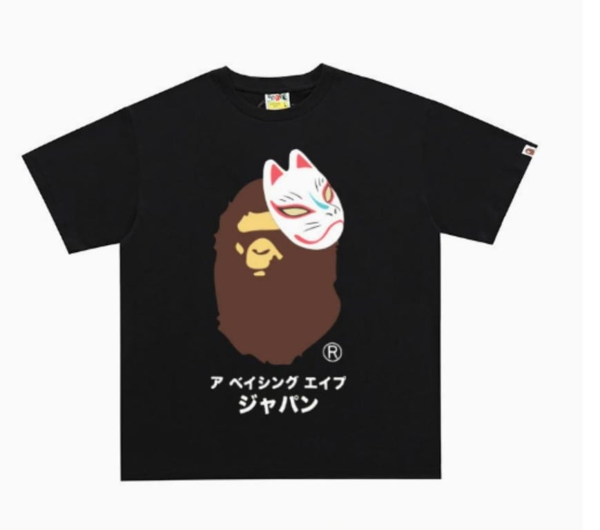 Black BAPE Kitsune Mask Ape Head T-Shirt