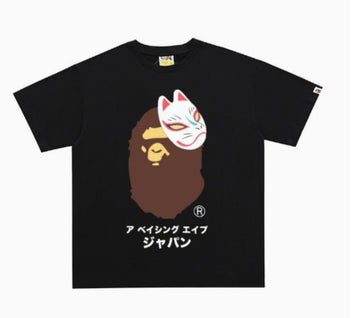 Black BAPE Kitsune Mask Ape Head T-Shirt