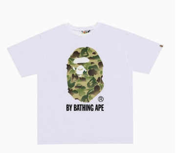 White BAPE Green Camo Ape Head T-Shirt