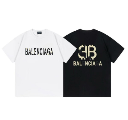 2025 Balenciaga Double B logo print short-sleeved T-shirt