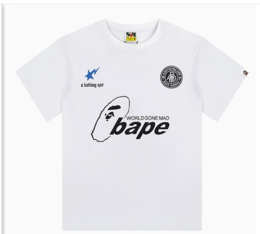 White BAPE "World Gone Mad" Multi-Logo T-Shirt