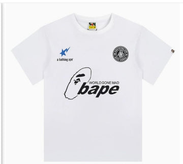 White BAPE "World Gone Mad" Multi-Logo T-Shirt