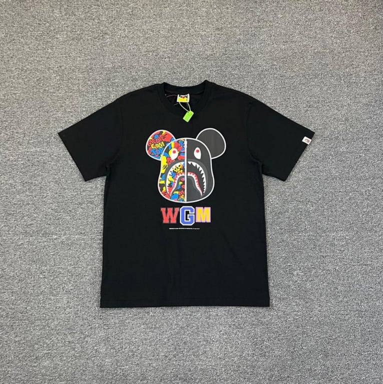 Black BAPE x BE@RBRICK Shark WGM T-Shirt