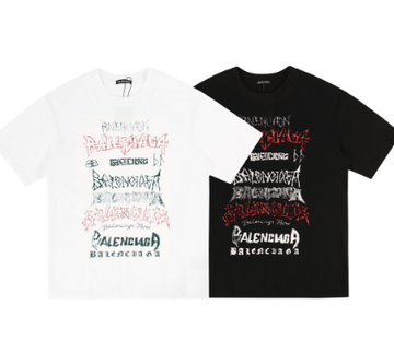 Balenciaga distressed gothic letter print short-sleeved shirt