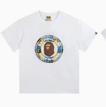 White BAPE "Busy Works" Blue Logo T-Shirt