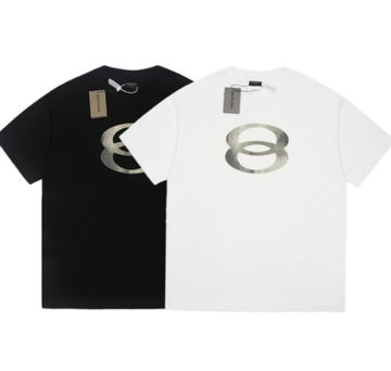 Balenciaga metallic distressed double-loop print short-sleeved shirt