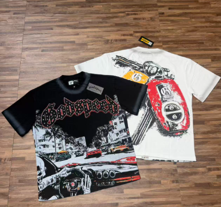 Godspeed American rock street style washed retro short-sleeved T-shirt