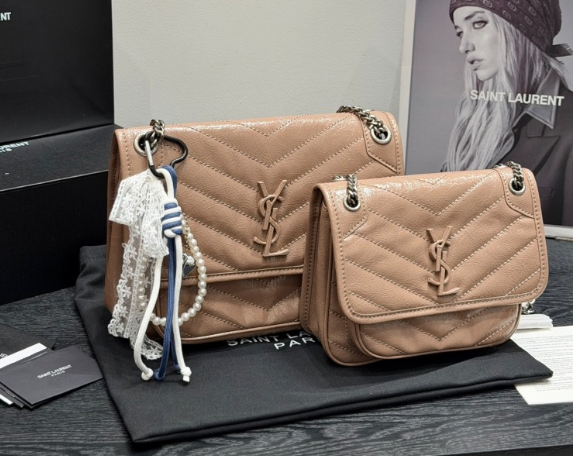 YSL Saint Laurent crackle pattern Niki chain messenger bag