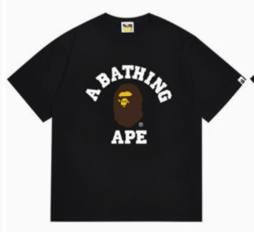 Black BAPE "A BATHING APE" College Logo T-Shirt
