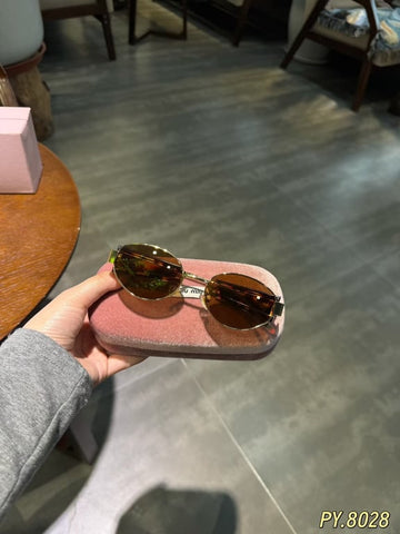 Miu Miu 8028 Gold Oval Sunglasses