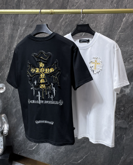 Chrome Hearts Gold Embroidered Cross Tee