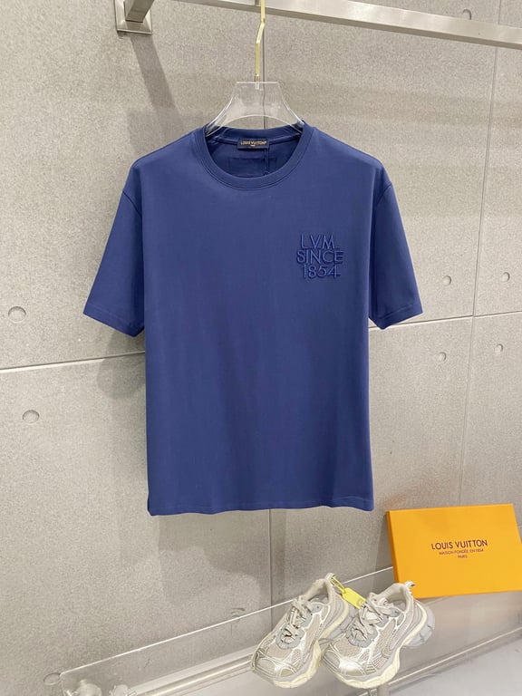 Louis Vuitton pure cotton latest fabric (highest version) with logo pattern, fashionable and simple trendy short-sleeved shirt