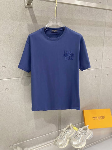 Louis Vuitton pure cotton latest fabric (highest version) with logo pattern, fashionable and simple trendy short-sleeved shirt