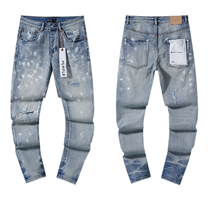 Light Blue Washed Slim Denim Jeans with White Paint Splatter and Distressing