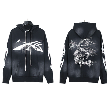Hellstar Distressed Terry Cloth High Street Retro Hooded Sweatshirt