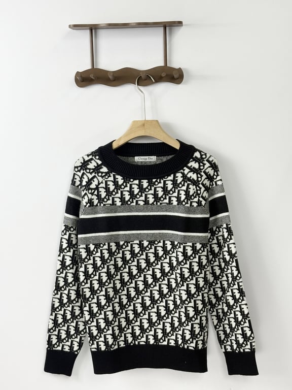 Dior Oblique Crew Neck Sweater with Stripes