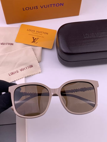 LV Monogram Chain Square Sunglasses (Beige)
