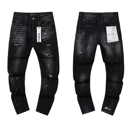Black Washed Slim Denim Jeans with Red & White Paint Splatter and Distressing