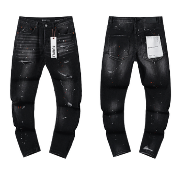 Black Washed Slim Denim Jeans with Red & White Paint Splatter and Distressing