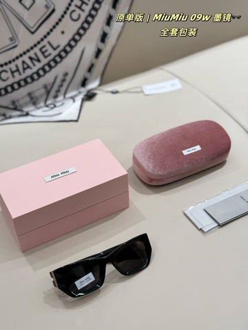 Miu Miu 09W Black Rectangular Sunglasses