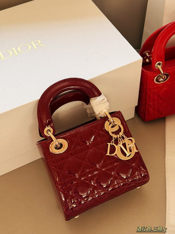 Lady Dior (patent burgundy, 3-tote)